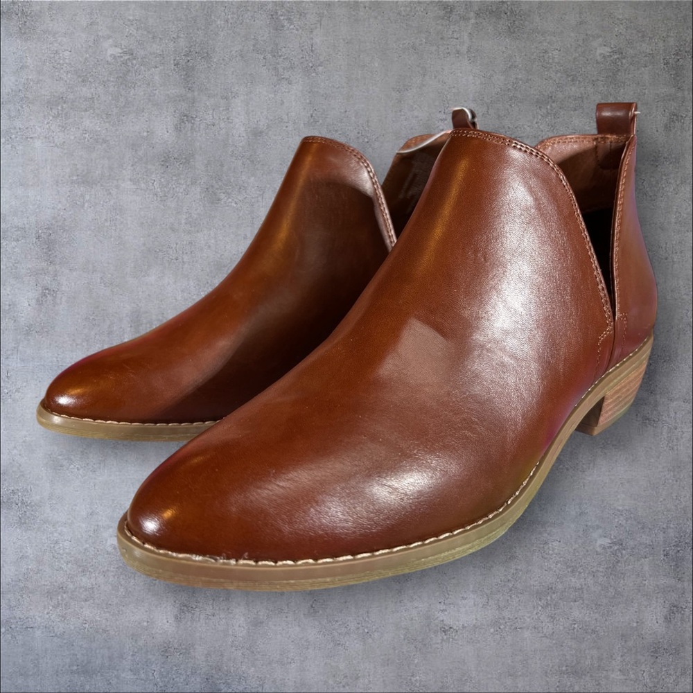 Dark Cognac Cut Out Ankle Boots with Memory Foam by Universal Thread